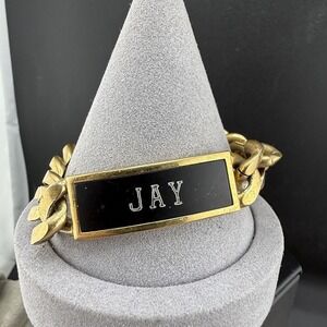 Vintage Speidel ID Bracelet Gold Tone "Jay" Chunky 7.5"